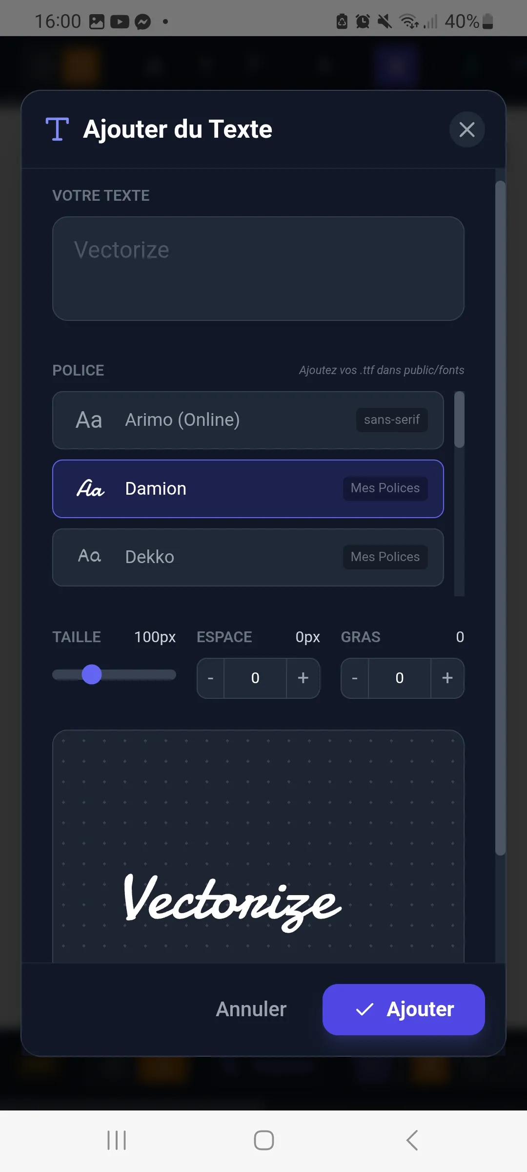 Éditeur de texte Vectorize Pro