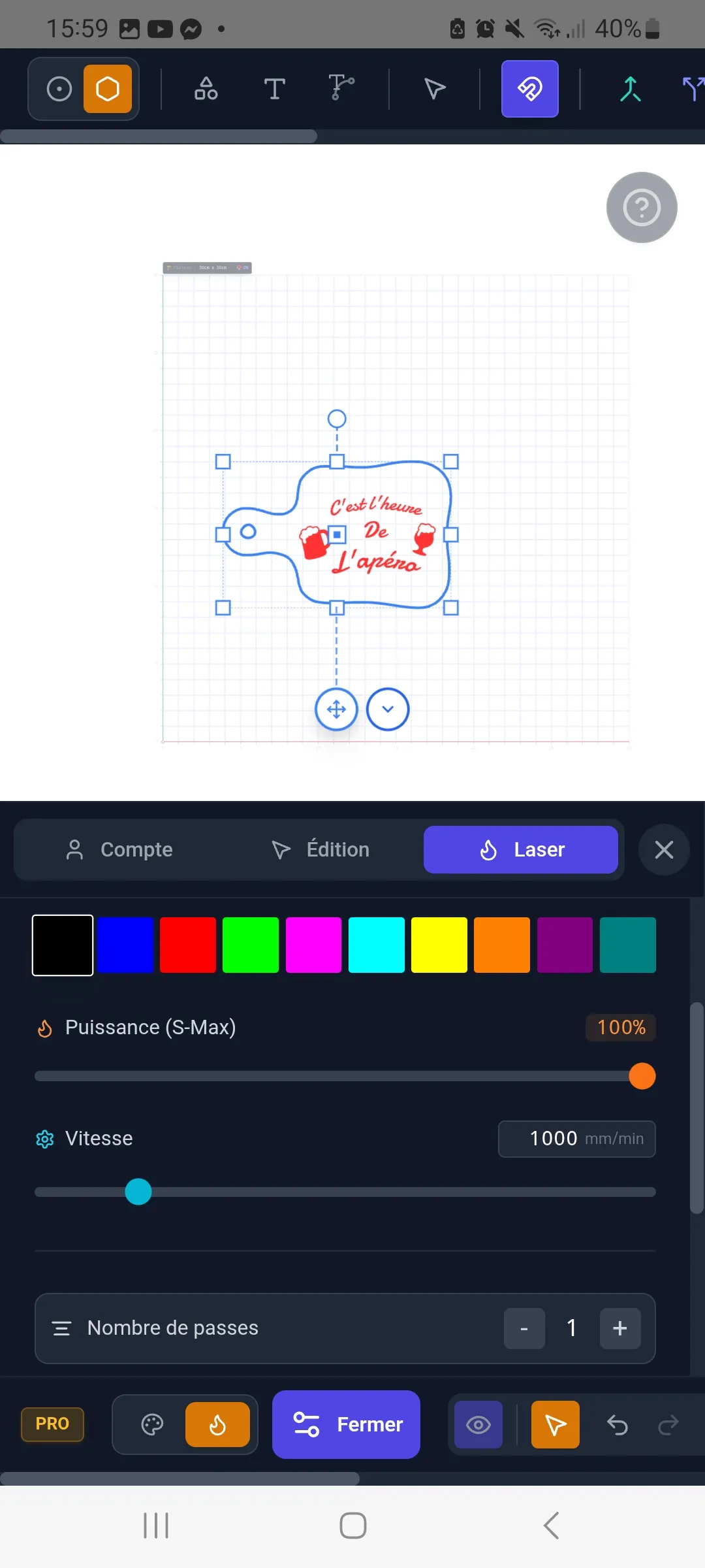 Contrôle Laser Vectorize Pro